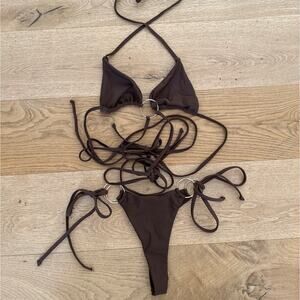 Superdown - Milada O Ring Bikini Top & O Ring Bottoms in Brown